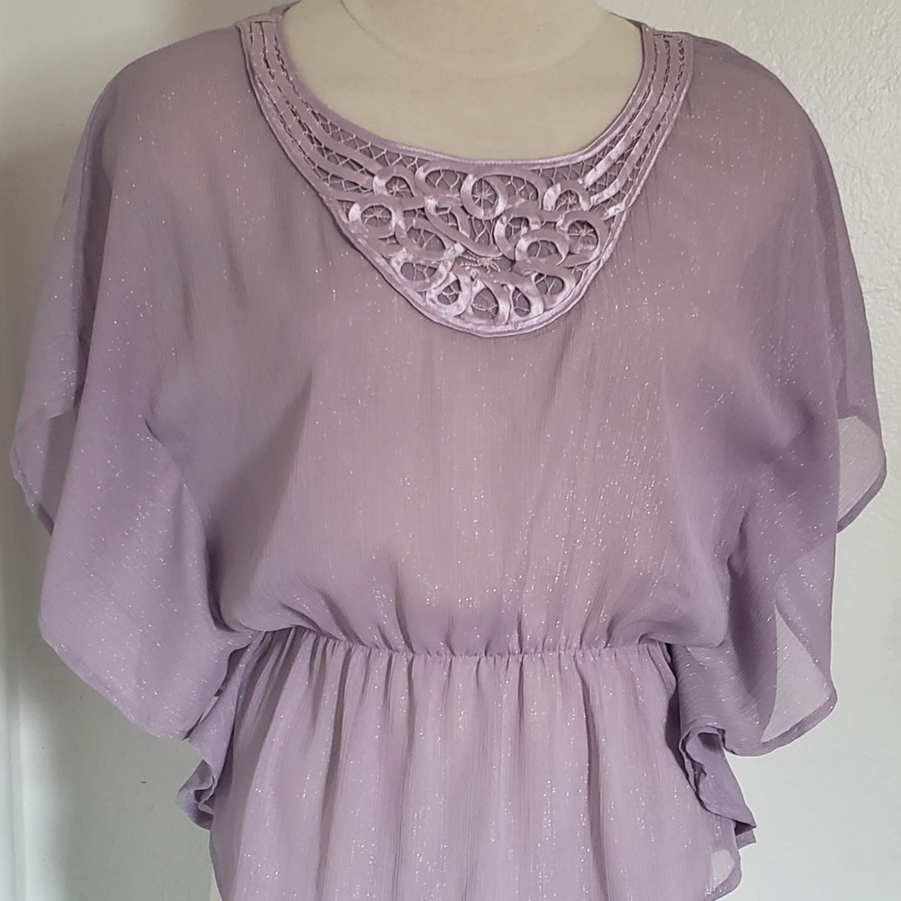 BCX Size Small Purple Peplum Women Top Blouse 